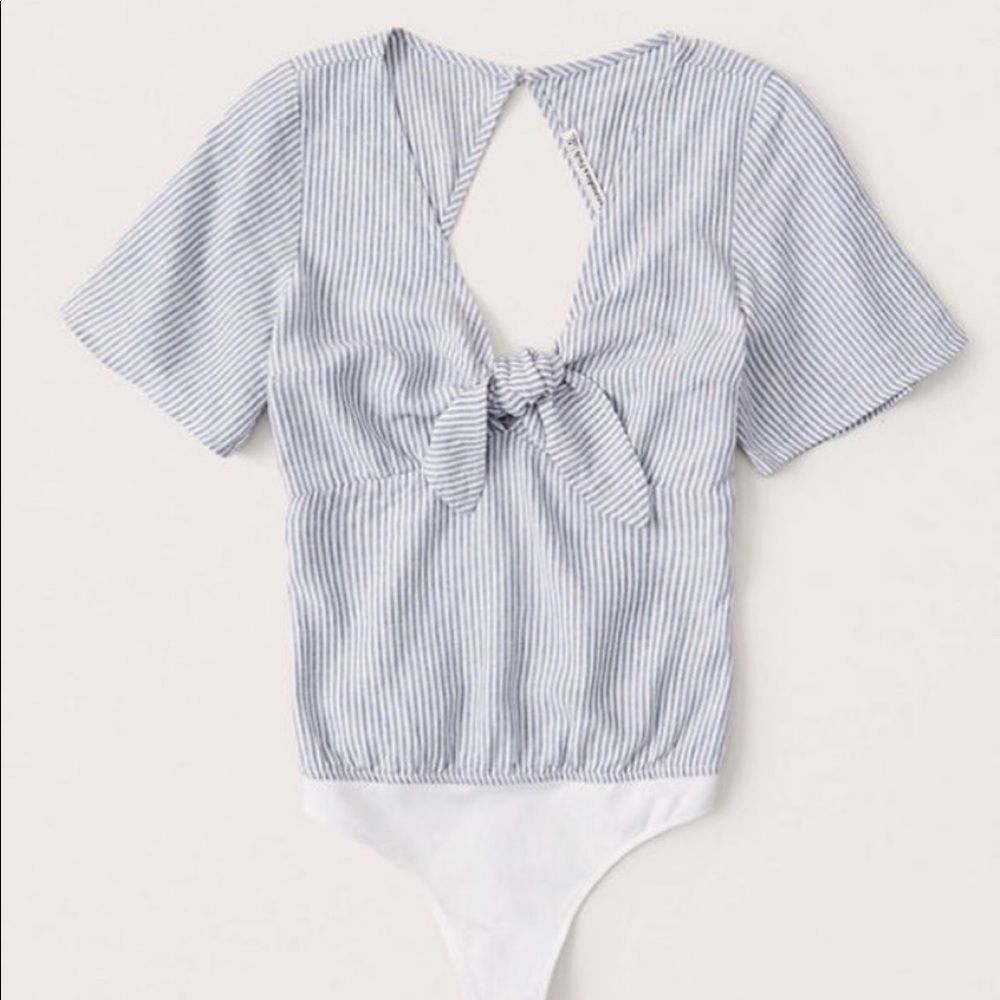 NWT- Abercrombie blue and white tie bodysuit
